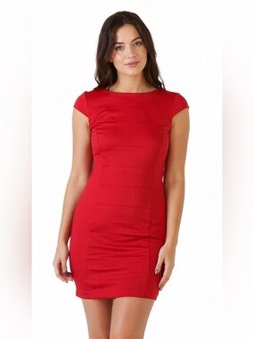 STUDIO ONE Women’s Red Dress with Cap Sleeves Professional Work Size 10